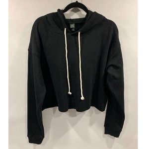 NWT Wild Fable Black Cropped Hooded Sweatshirt Size XXL